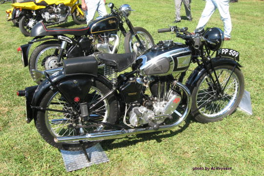 Closer view of AJS and Velocette