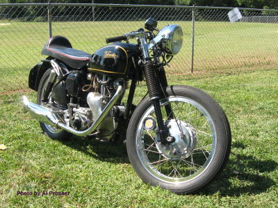 Close up of the Velocette