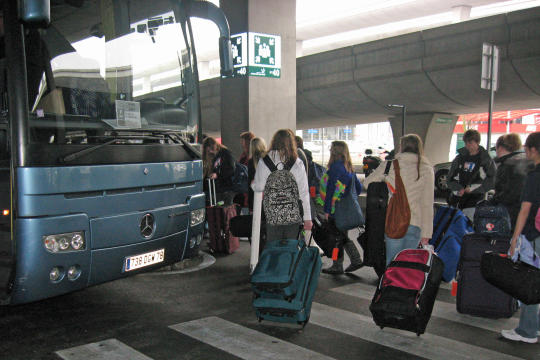 Boarding bus at Paris airport