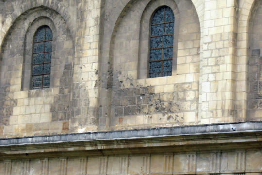 Inside Men's Abbey in Caen, war damage