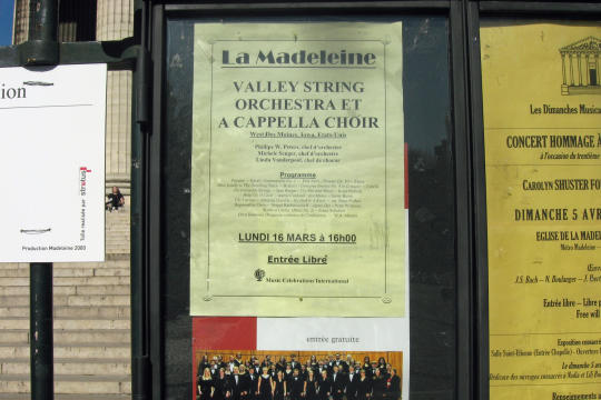 Poster at La Madeleine in Paris